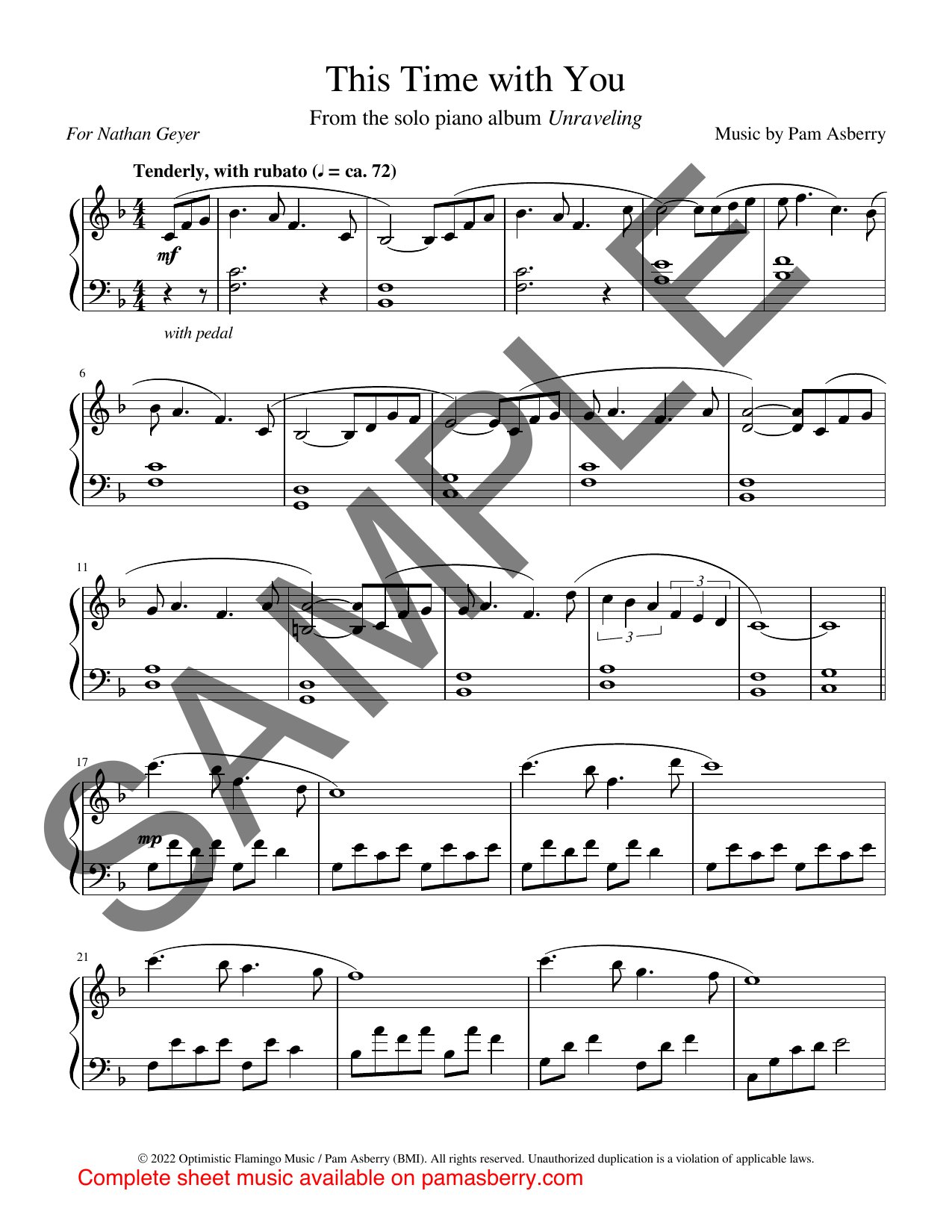 This Time with You – Downloadable Sheet Music sample page 1