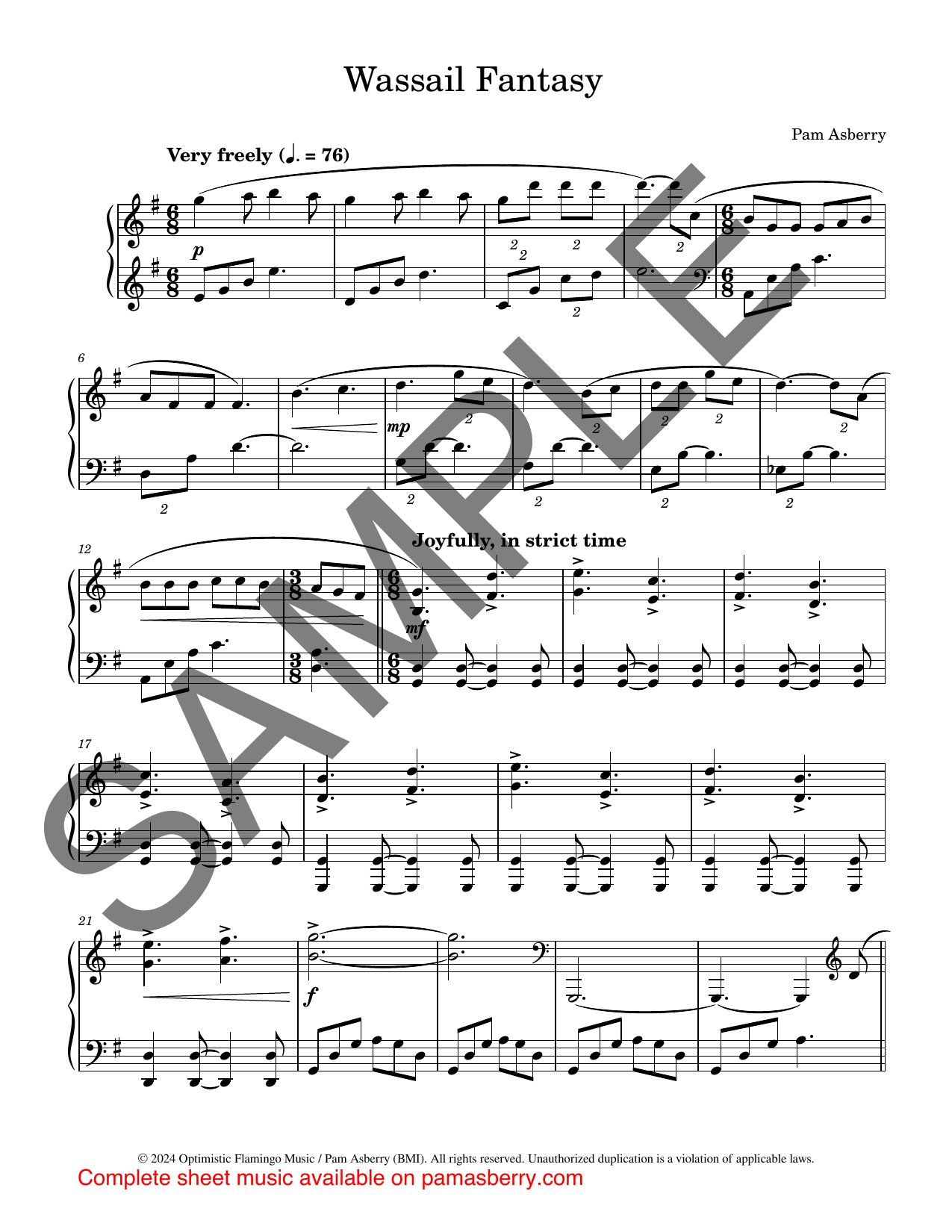 Wassail Fantasy – Downloadable Sheet Music sample page 1