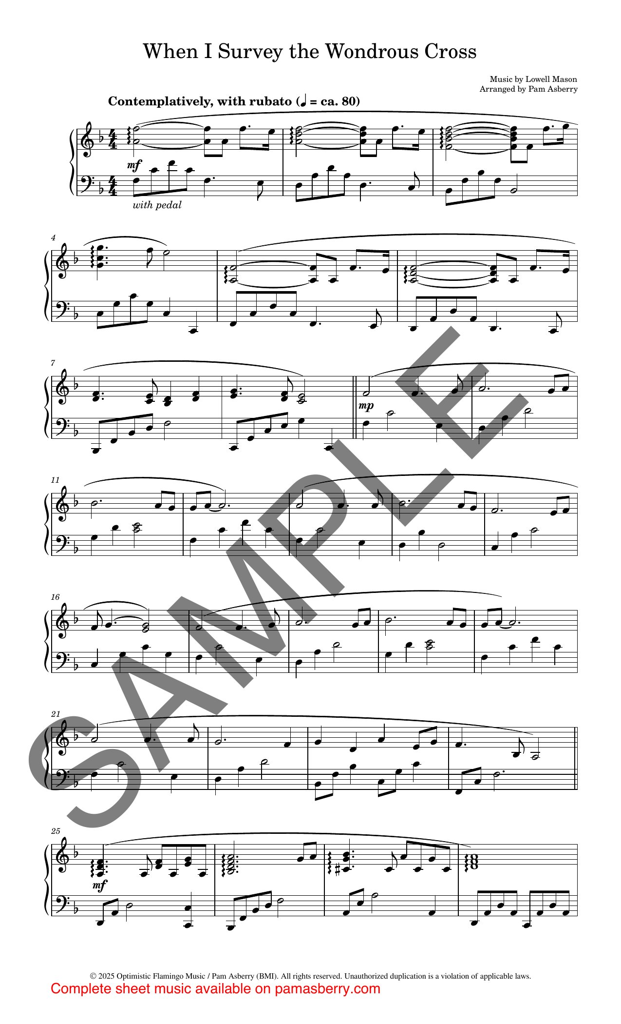 When I Survey the Wondrous Cross – Downloadable Sheet Music sample page 1